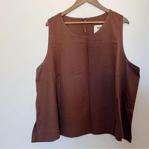 Brown 100% Raw Silk Jamie + the Jones Tank Top 3XL